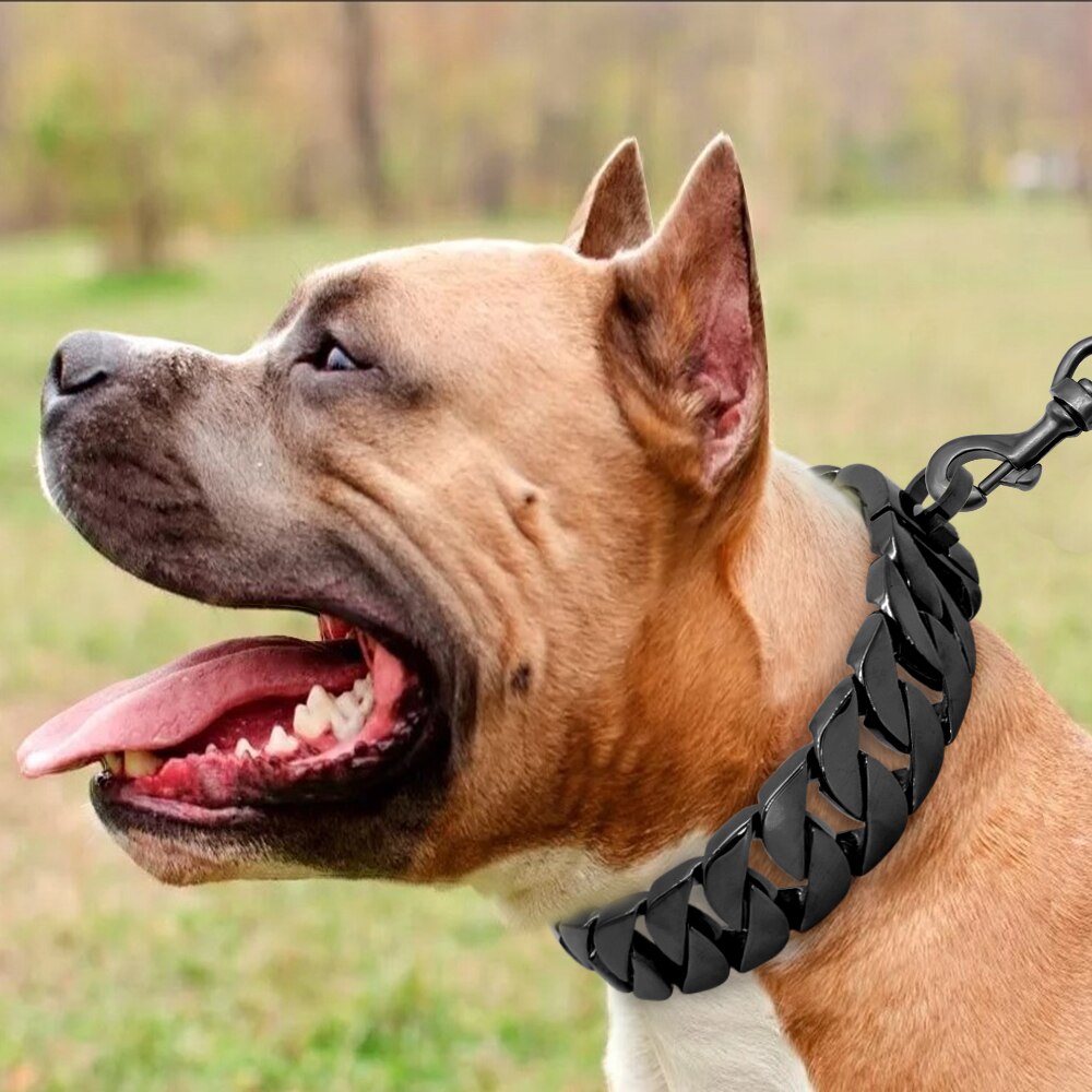 Strong Metal Dog Chain Collars Stainless Steel Pet Training Big Collar ...