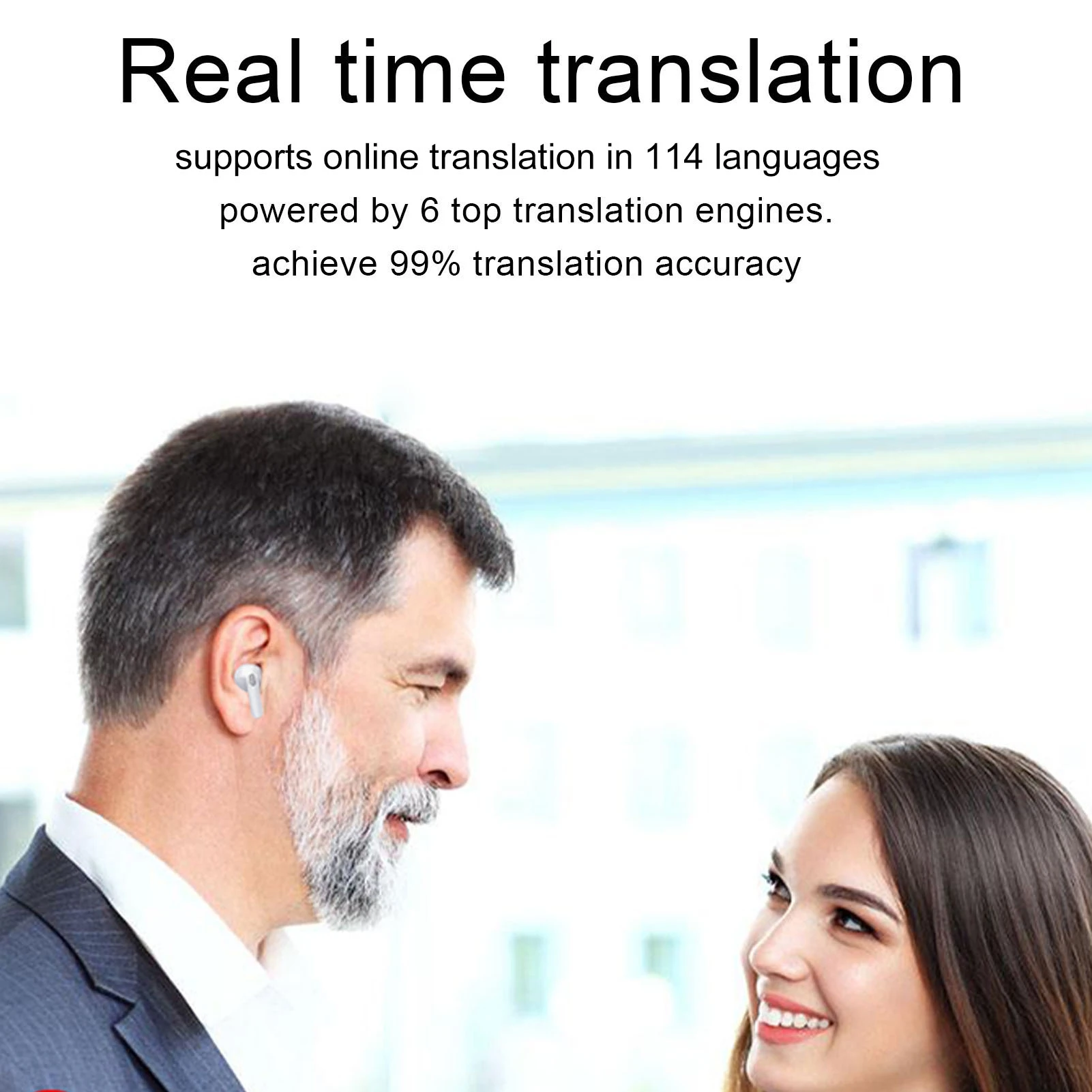 Bluetooth Translation Earbuds Language Translator Earbuds High Accuracy 5 Translation Modes Long Battery Life for Business Bluetooth Translation Earbuds Language Translator Earbuds High Accuracy 5 Translation Modes Long Battery Life for Business