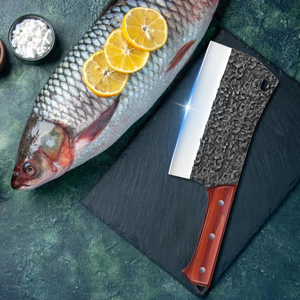 MDHAND Japanese Kitchen Knife Hand Forged Chef Knife Hammered Chopping Knife Corrosion-resistant Sharp Blade Cleaver with Sheath MDHAND Japanese Kitchen Knife Hand Forged Chef Knife Hammered Chopping Knife Corrosion-resistant Sharp Blade Cleaver with Sheath