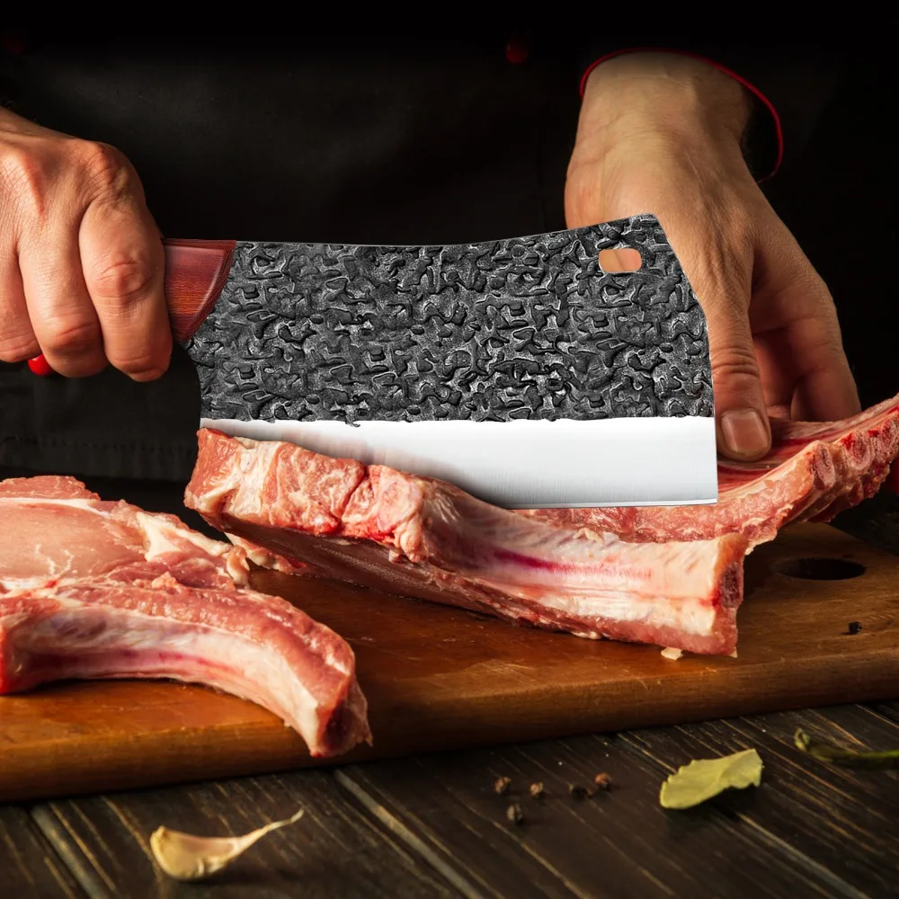 MDHAND Japanese Kitchen Knife Hand Forged Chef Knife Hammered Chopping Knife Corrosion-resistant Sharp Blade Cleaver with Sheath MDHAND Japanese Kitchen Knife Hand Forged Chef Knife Hammered Chopping Knife Corrosion-resistant Sharp Blade Cleaver with Sheath