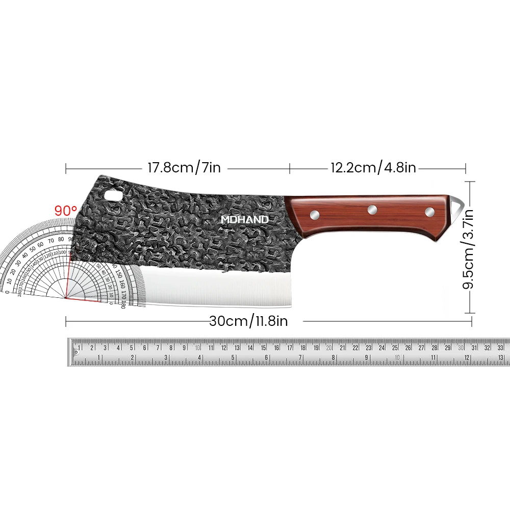 MDHAND Japanese Kitchen Knife Hand Forged Chef Knife Hammered Chopping Knife Corrosion-resistant Sharp Blade Cleaver with Sheath MDHAND Japanese Kitchen Knife Hand Forged Chef Knife Hammered Chopping Knife Corrosion-resistant Sharp Blade Cleaver with Sheath