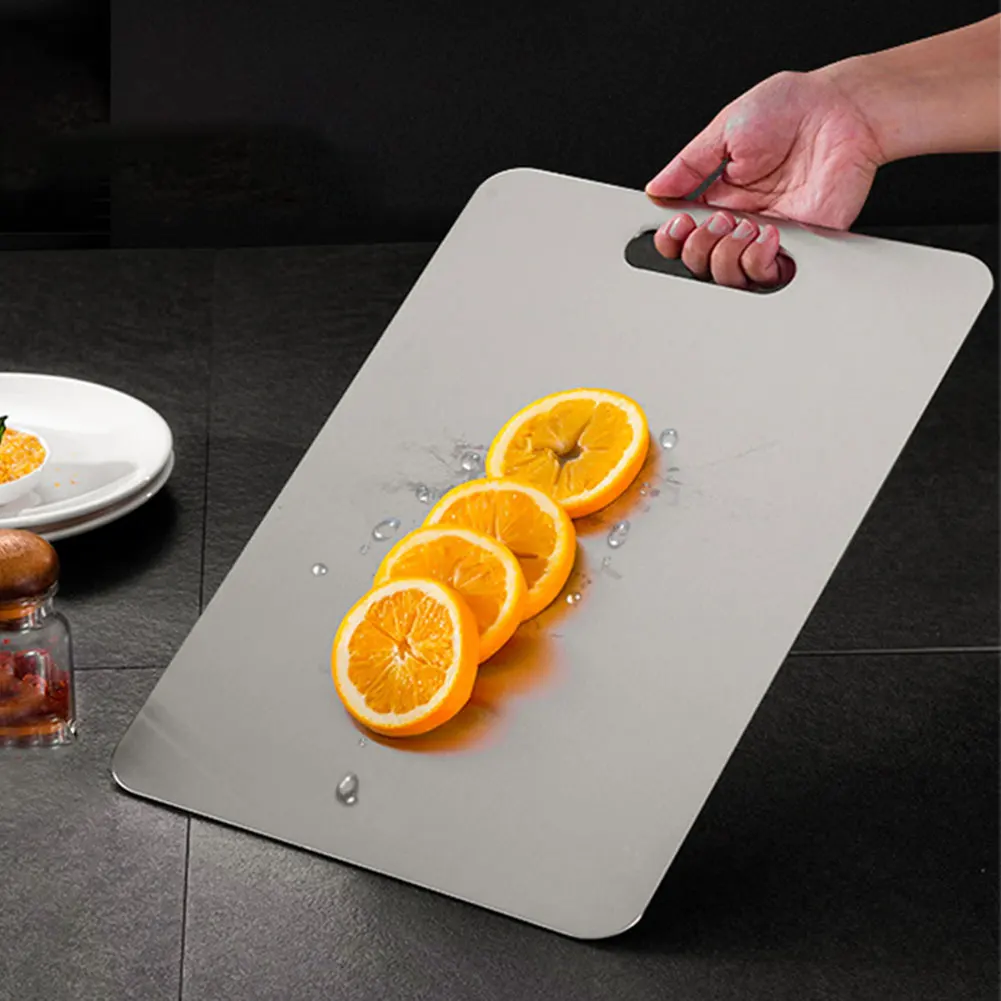 Stainless Steel Cutting Board Double Sided Chopping Board Thickened Pastry Board for Kitchen for Meat Fruit Vegetables Baby Food Stainless Steel Cutting Board Double Sided Chopping Board Thickened Pastry Board for Kitchen for Meat Fruit Vegetables Baby Food