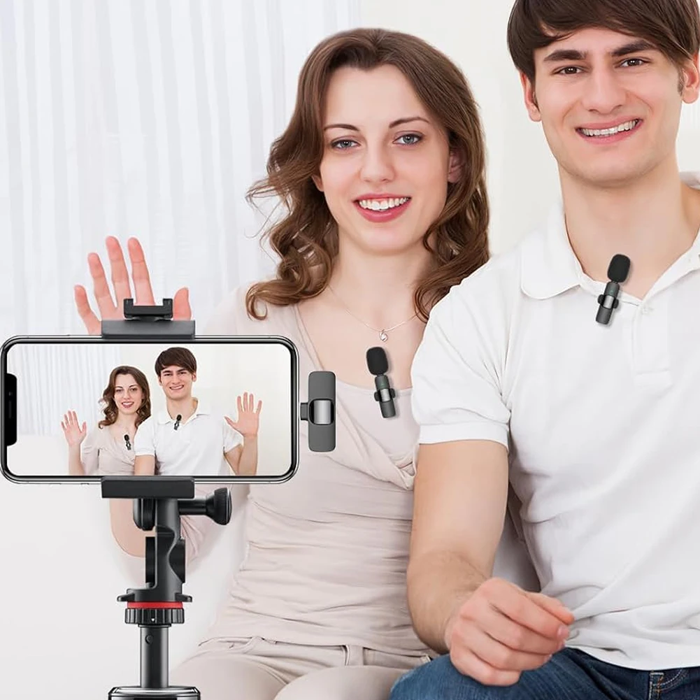 2 In 1 Wireless Lavalier Microphone Noise Canceling Video Record Microphone Mini Microphone System for Interview Video Podcast 2 In 1 Wireless Lavalier Microphone Noise Canceling Video Record Microphone Mini Microphone System for Interview Video Podcast