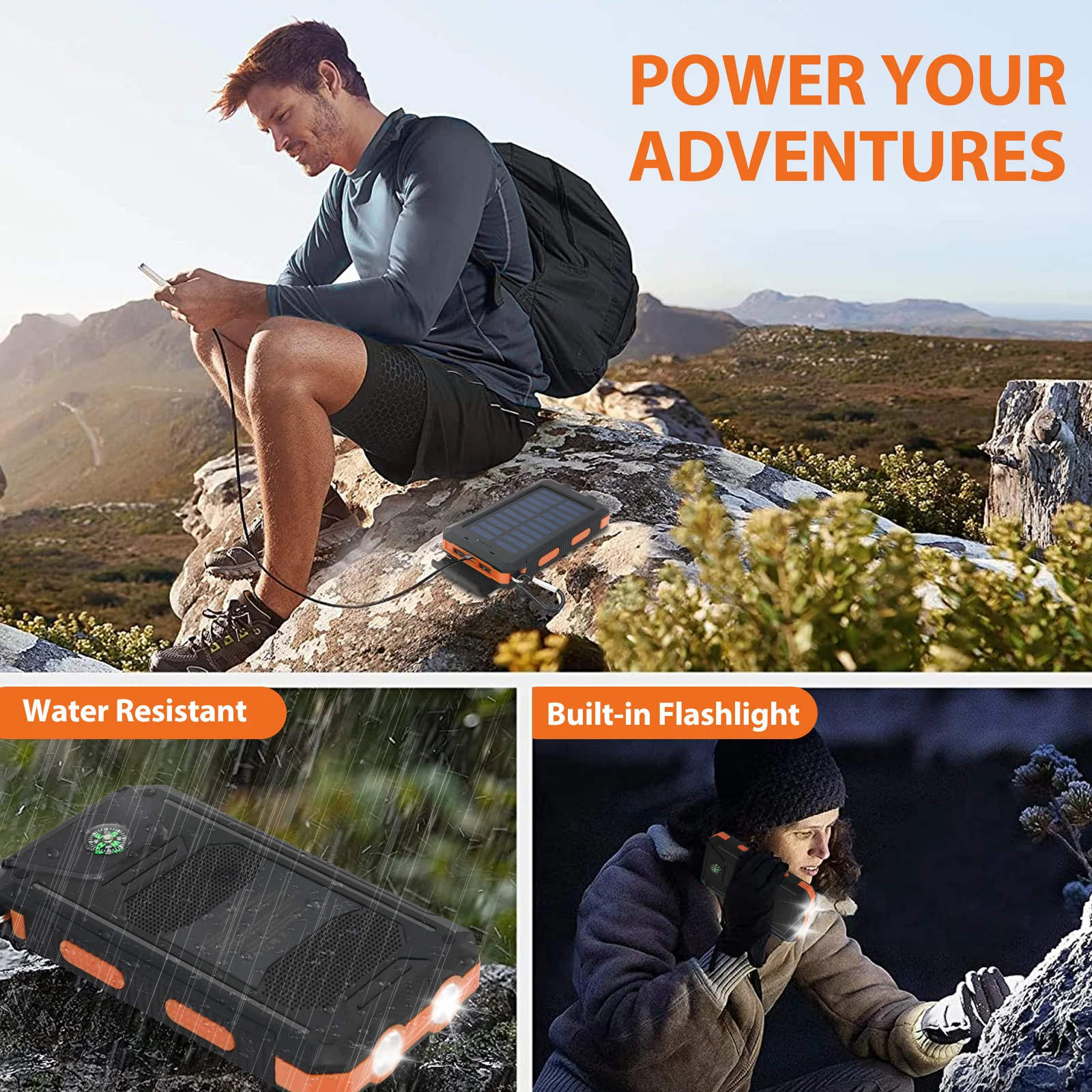 20000mAh Solar Power Bank Portable Solar Charger Waterproof Dual 5V USB Ports 2 LED Light Flashlight For Cell IPhone Outdoor 20000mAh Solar Power Bank Portable Solar Charger Waterproof Dual 5V USB Ports 2 LED Light Flashlight For Cell IPhone Outdoor