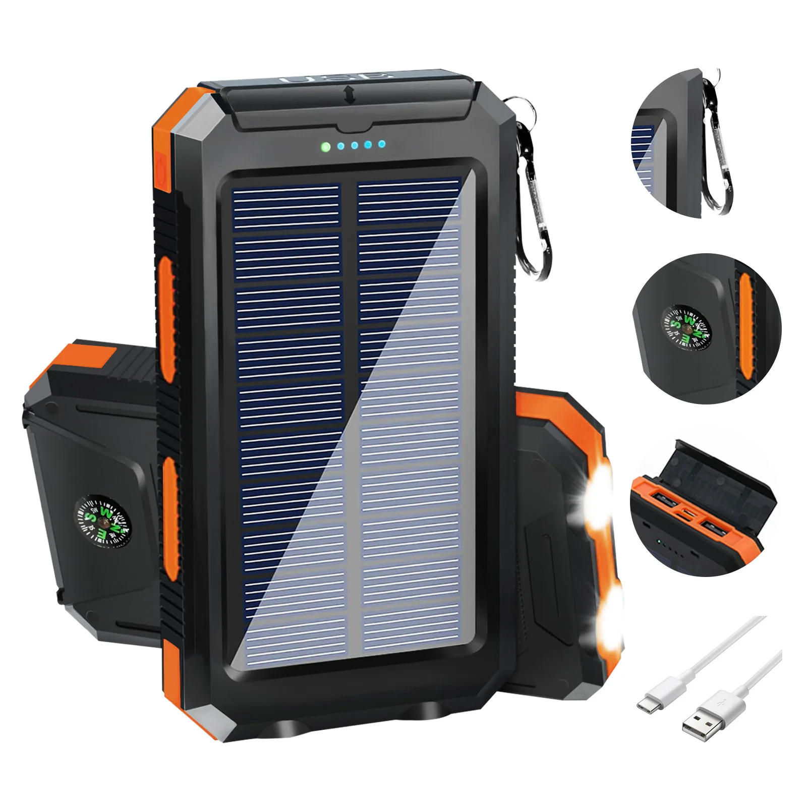 20000mAh Solar Power Bank Portable Solar Charger Waterproof Dual 5V USB Ports 2 LED Light Flashlight For Cell IPhone Outdoor 20000mAh Solar Power Bank Portable Solar Charger Waterproof Dual 5V USB Ports 2 LED Light Flashlight For Cell IPhone Outdoor