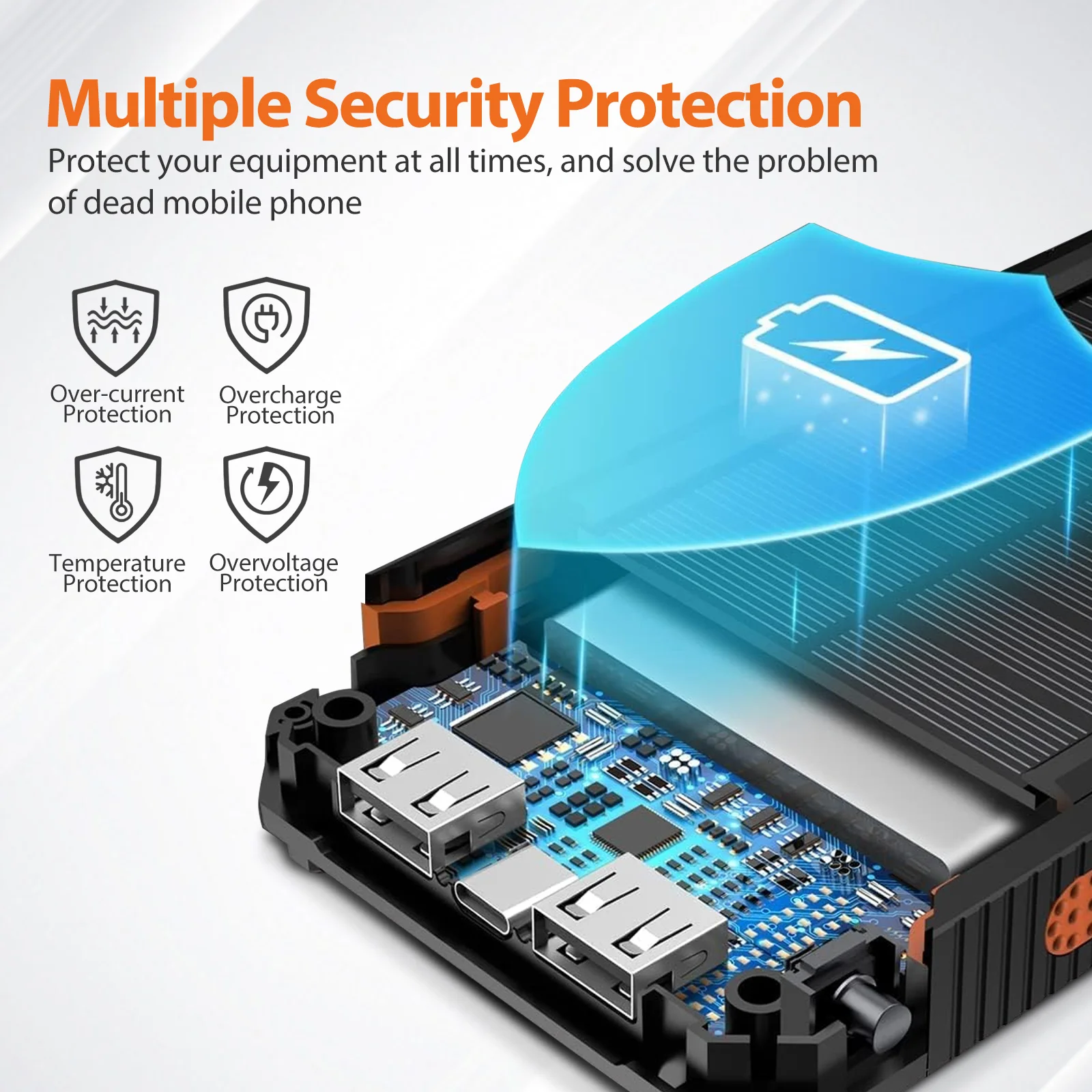 20000mAh Solar Power Bank Portable Solar Charger Waterproof Dual 5V USB Ports 2 LED Light Flashlight For Cell IPhone Outdoor 20000mAh Solar Power Bank Portable Solar Charger Waterproof Dual 5V USB Ports 2 LED Light Flashlight For Cell IPhone Outdoor