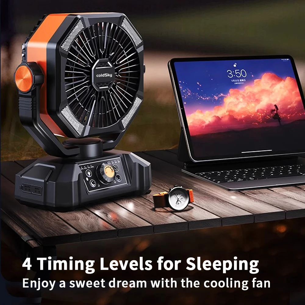 coldSky Camping Fan with 4 LED Lantern 8 Speeds Desk Fan 20000mAh Battery Portable Outdoor Fan for Outdoor Camping and Fishing coldSky Camping Fan with 4 LED Lantern 8 Speeds Desk Fan 20000mAh Battery Portable Outdoor Fan for Outdoor Camping and Fishing