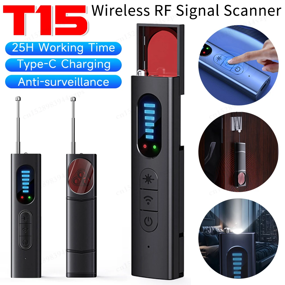 T15 Wireless Camera Detectors 5 Levels Adjustable Sensitivity Camera Detectors  Electronic Sweeper GPS Tracker Camera Monitor T15 Wireless Camera Detectors 5 Levels Adjustable Sensitivity Camera Detectors  Electronic Sweeper GPS Tracker Camera Monitor