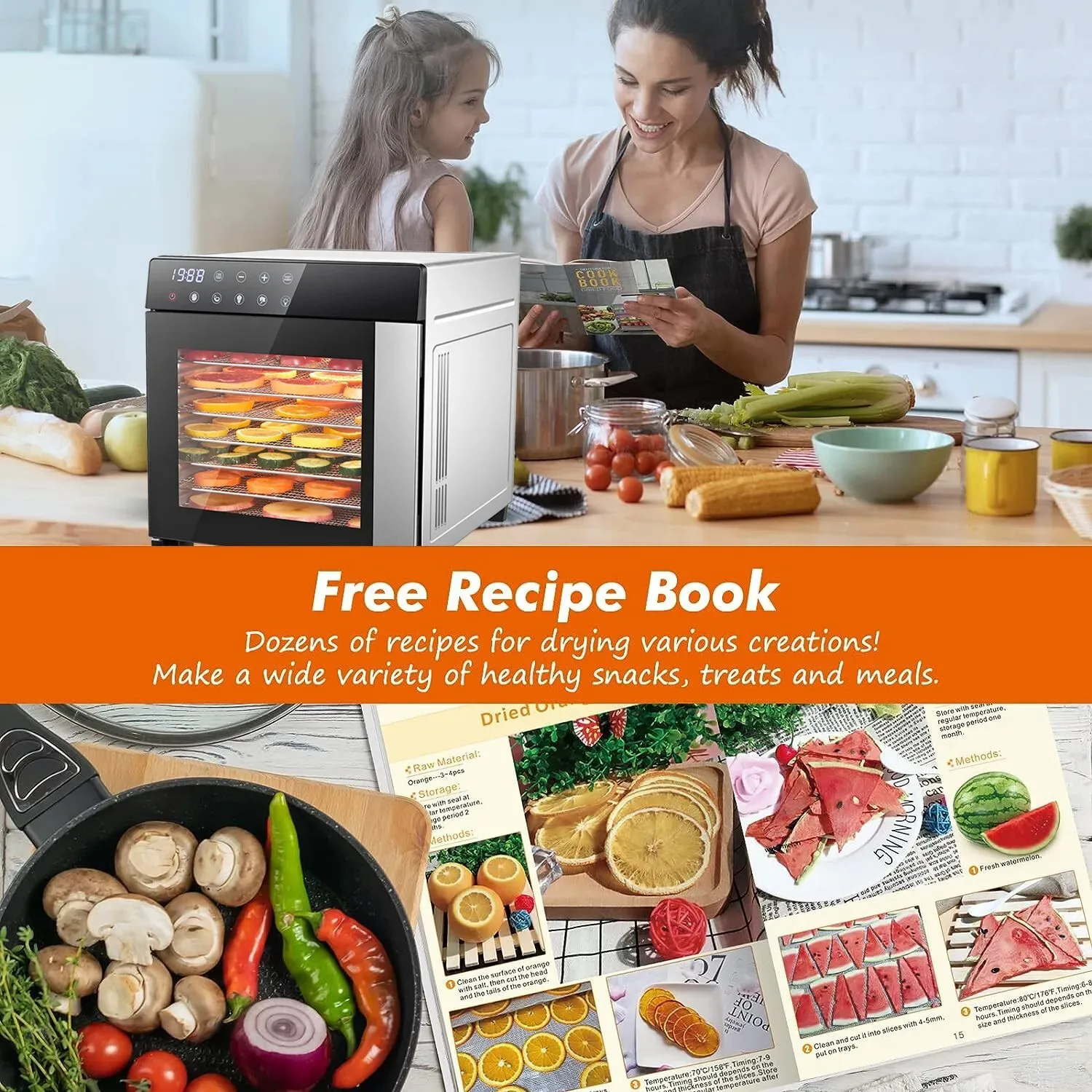 8-Tray Stainless Steel,600W with 4 Presets & Digital Timer for Jerky, Fruit, Herbs – Dishwasher Safe, BPA Free Food Dehydrator 8-Tray Stainless Steel,600W with 4 Presets & Digital Timer for Jerky, Fruit, Herbs - Dishwasher Safe, BPA Free Food Dehydrator