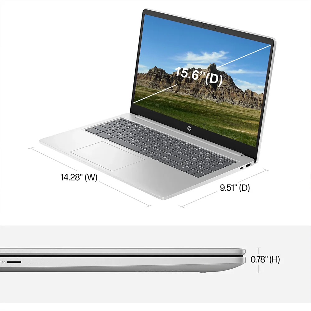 HP 15.6″ Chromebook Laptop,Intel Processor N200,8GB LPDDR5 RAM,320GB Storage(64GB eMMC+256GB Micro SD),WiFi 6, Chrome OS HP 15.6
