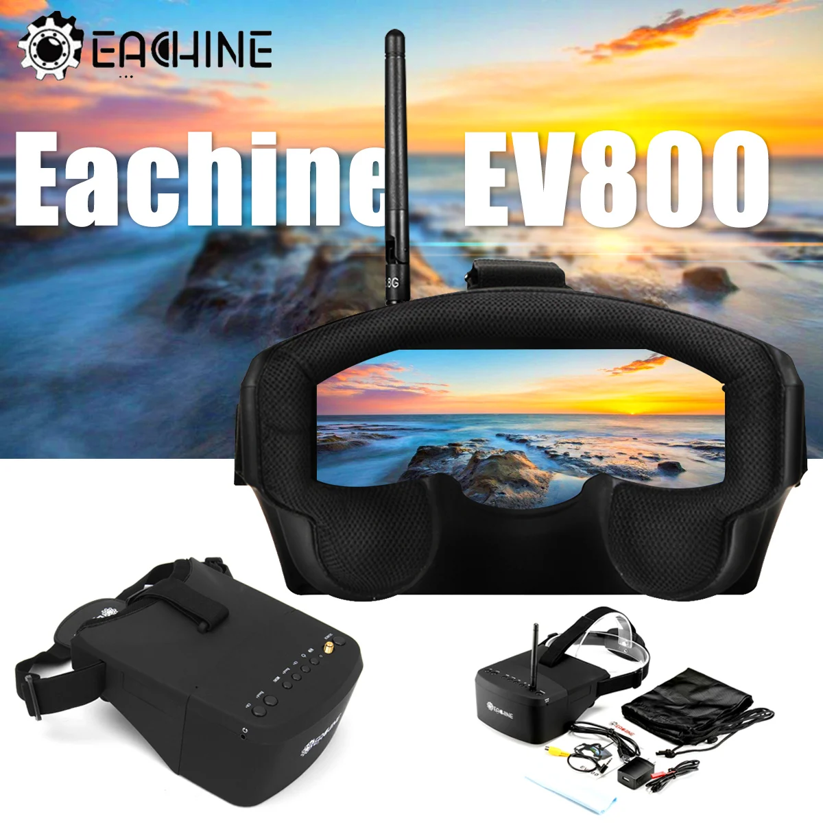 Eachine EV800 5 Inches 800×480 5.8G 40CH Raceband Auto-Searching FPV Goggles For RC Drone Eachine EV800 5 Inches 800x480 5.8G 40CH Raceband Auto-Searching FPV Goggles For RC Drone