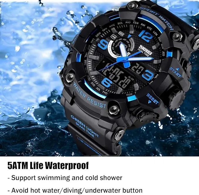 Men’s Large Face Outdoor Sports Watches Military S-Shock Watch Waterproof, Backlight, Alarm, Stopwatch Features – Rugged Wristwa Men's Large Face Outdoor Sports Watches Military S-Shock Watch Waterproof, Backlight, Alarm, Stopwatch Features - Rugged Wristwa