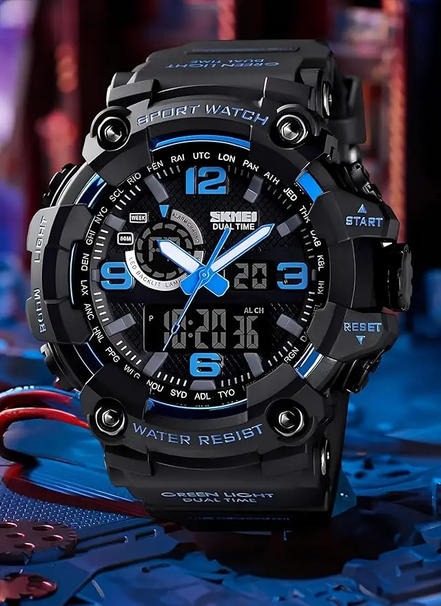 Men’s Large Face Outdoor Sports Watches Military S-Shock Watch Waterproof, Backlight, Alarm, Stopwatch Features – Rugged Wristwa Men's Large Face Outdoor Sports Watches Military S-Shock Watch Waterproof, Backlight, Alarm, Stopwatch Features - Rugged Wristwa