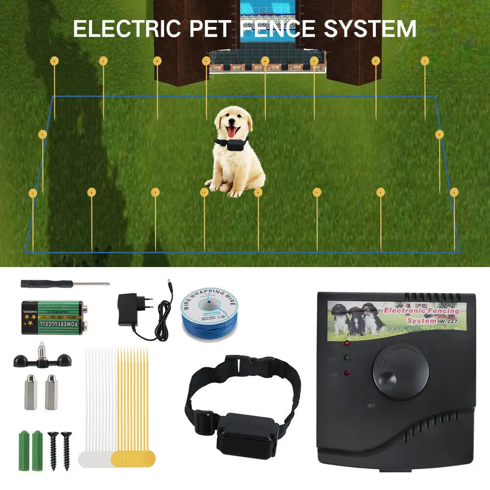Electric Dog Fence System Pet Containment Shock Collar Yard Garden Waterproof Electric Dog Fence System Pet Containment Shock Collar Yard Garden Waterproof