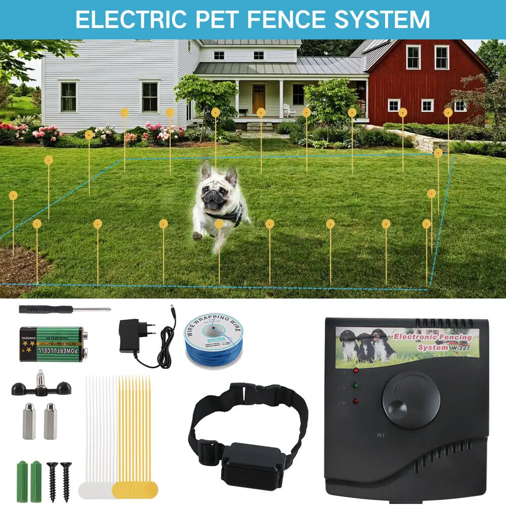 Electric Dog Fence System Pet Containment Shock Collar Yard Garden Waterproof Electric Dog Fence System Pet Containment Shock Collar Yard Garden Waterproof
