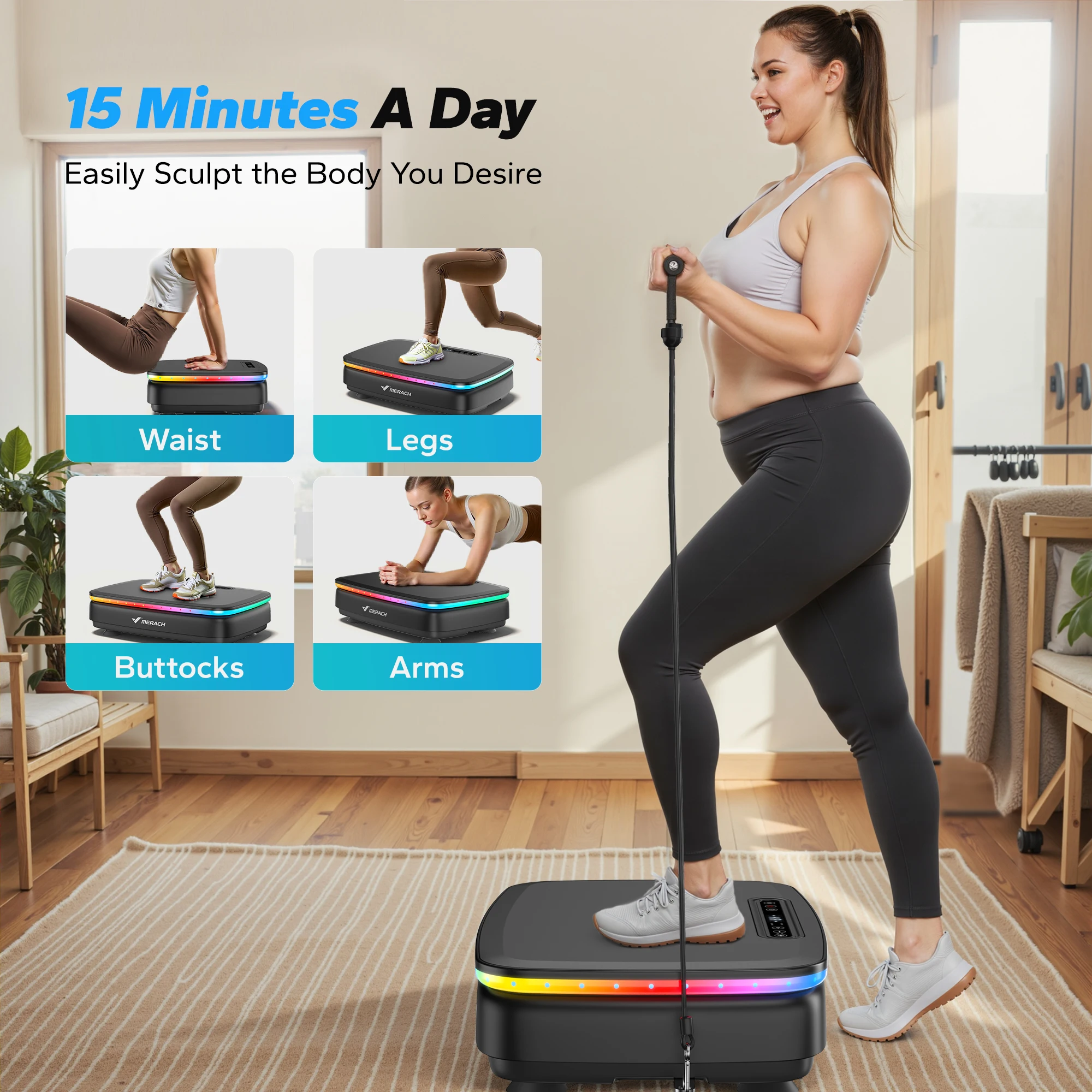 MERACH Vibration Plate Exercise Machine with Light Whole Body Workout Power Vibrate Platform Vibration Plate Lymphatic Drainage MERACH Vibration Plate Exercise Machine with Light Whole Body Workout Power Vibrate Platform Vibration Plate Lymphatic Drainage
