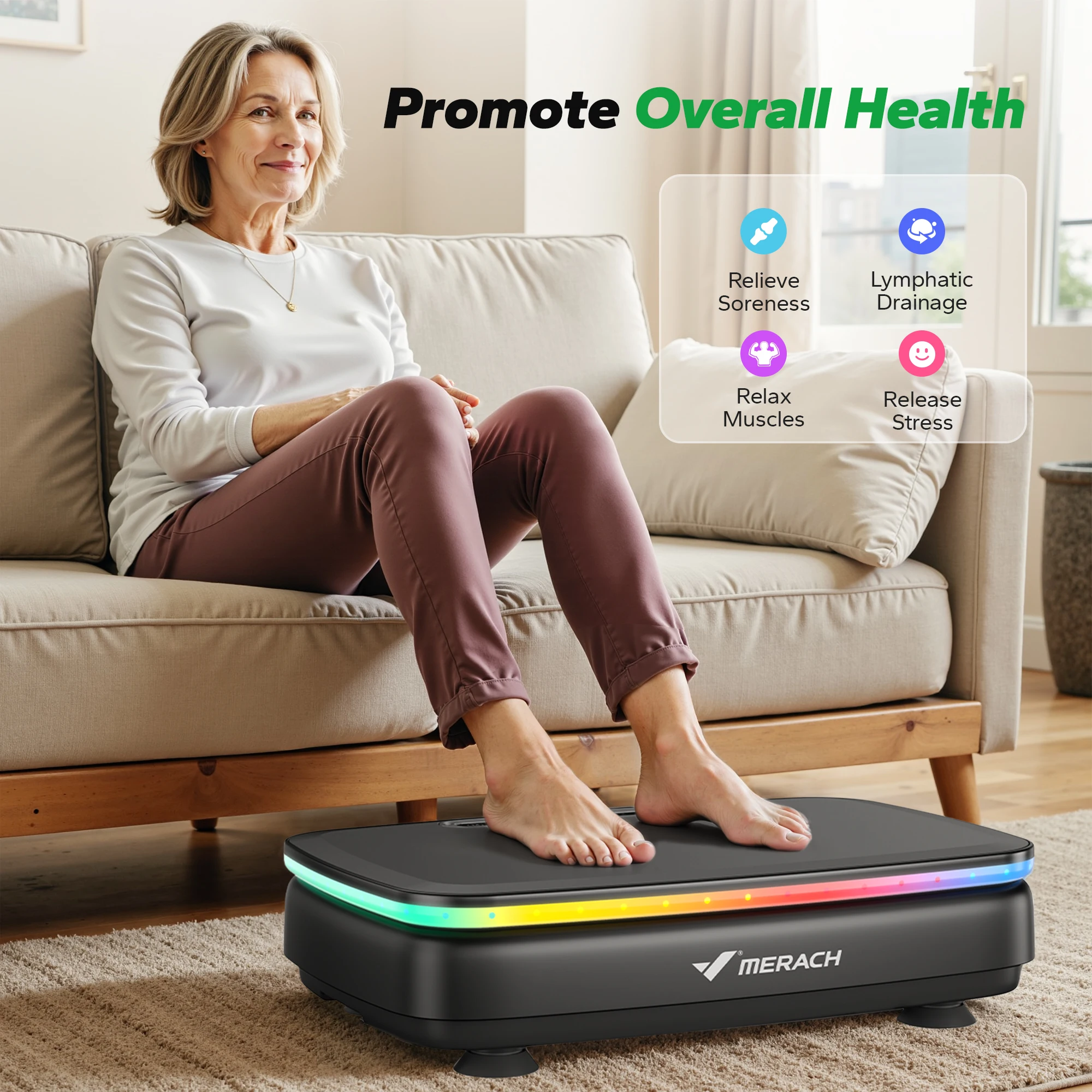 MERACH Vibration Plate Exercise Machine with Light Whole Body Workout Power Vibrate Platform Vibration Plate Lymphatic Drainage MERACH Vibration Plate Exercise Machine with Light Whole Body Workout Power Vibrate Platform Vibration Plate Lymphatic Drainage