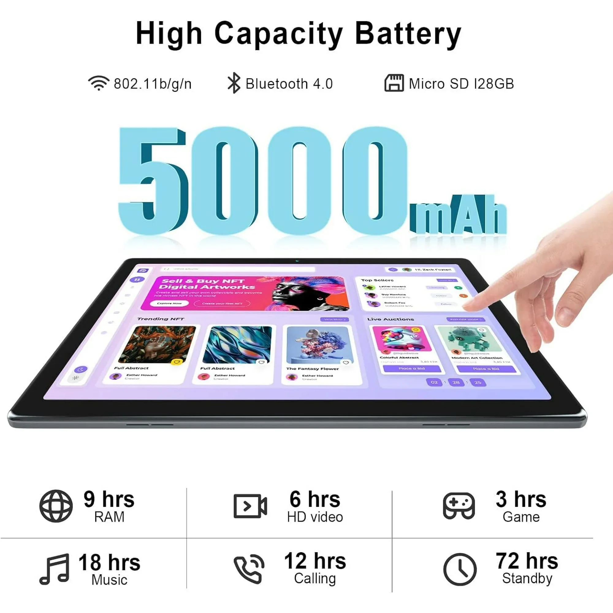 BESTSKI 10.1 inch Tablet, 6GB(4+2) RAM, 64GB ROM, 128GB Expand, 5000mAh, 1280×800 HD Touch Screen, 5MP+8MP Dual Camera (Silver) BESTSKI 10.1 inch Tablet, 6GB(4+2) RAM, 64GB ROM, 128GB Expand, 5000mAh, 1280x800 HD Touch Screen, 5MP+8MP Dual Camera (Silver)