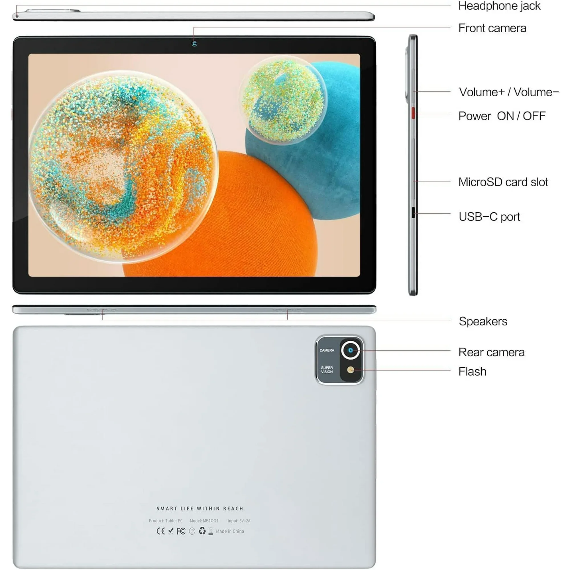 BESTSKI 10.1 inch Tablet, 6GB(4+2) RAM, 64GB ROM, 128GB Expand, 5000mAh, 1280×800 HD Touch Screen, 5MP+8MP Dual Camera (Silver) BESTSKI 10.1 inch Tablet, 6GB(4+2) RAM, 64GB ROM, 128GB Expand, 5000mAh, 1280x800 HD Touch Screen, 5MP+8MP Dual Camera (Silver)