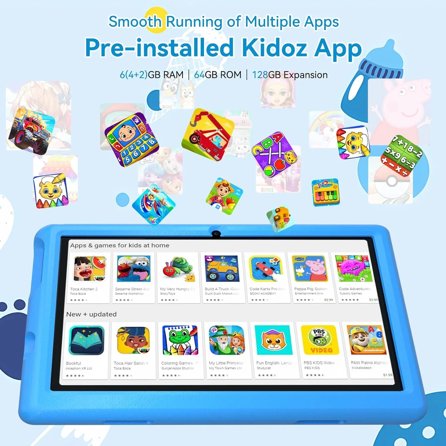 BESTSKI 10 Inch Kids Tablet with 6GB RAM+64GB ROM+128GB SD Expand, 5000mAh, Dual Camera, with Parent Control & Kids Education BESTSKI 10 Inch Kids Tablet with 6GB RAM+64GB ROM+128GB SD Expand, 5000mAh, Dual Camera, with Parent Control & Kids Education