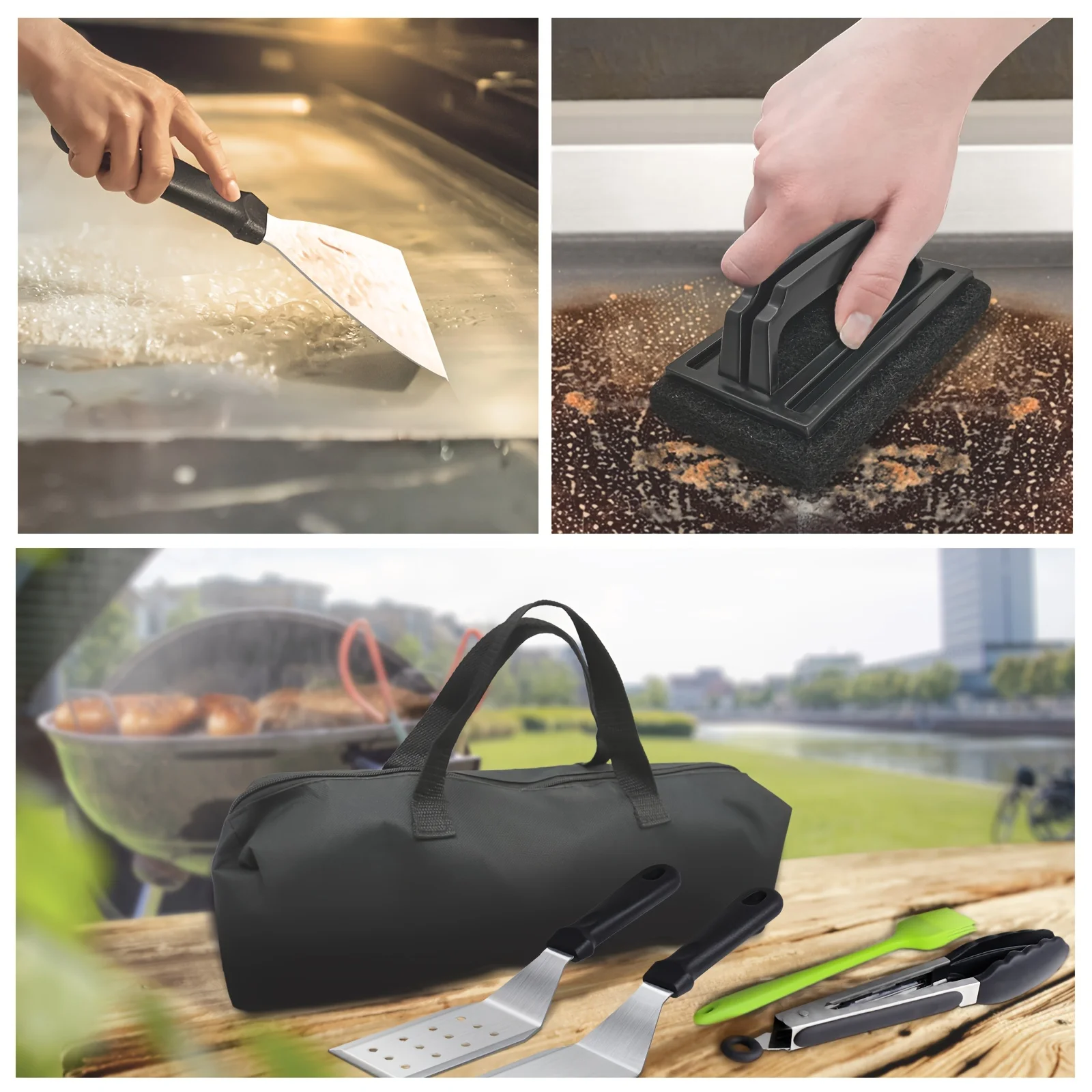 15-Piece Flat Top Grill Tool Set for Blackstone and Camping, Stainless Steel Accessory Set for Outdoor Grilling 15-Piece Flat Top Grill Tool Set for Blackstone and Camping, Stainless Steel Accessory Set for Outdoor Grilling