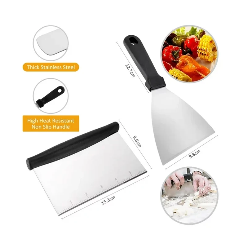 15-Piece Flat Top Grill Tool Set for Blackstone and Camping, Stainless Steel Accessory Set for Outdoor Grilling 15-Piece Flat Top Grill Tool Set for Blackstone and Camping, Stainless Steel Accessory Set for Outdoor Grilling