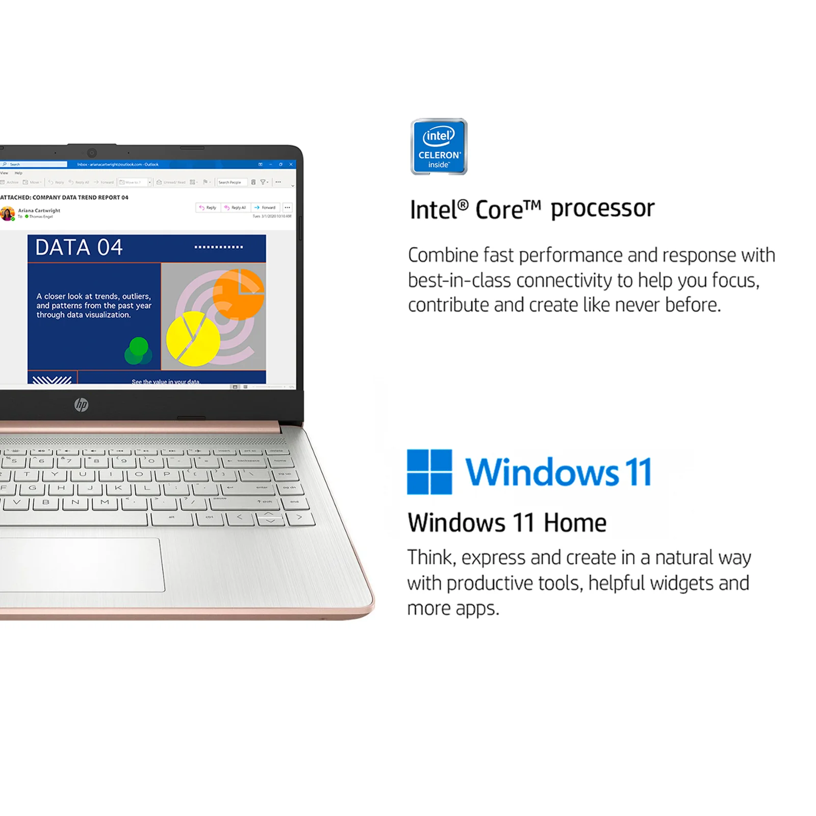 HP Newest 14″ Business Laptop,Intel Celeron N4120,16GB RAM,384GB Storage(128GB eMMC+256GB Micro SD),1Year Office 365,Rose Gold HP Newest 14