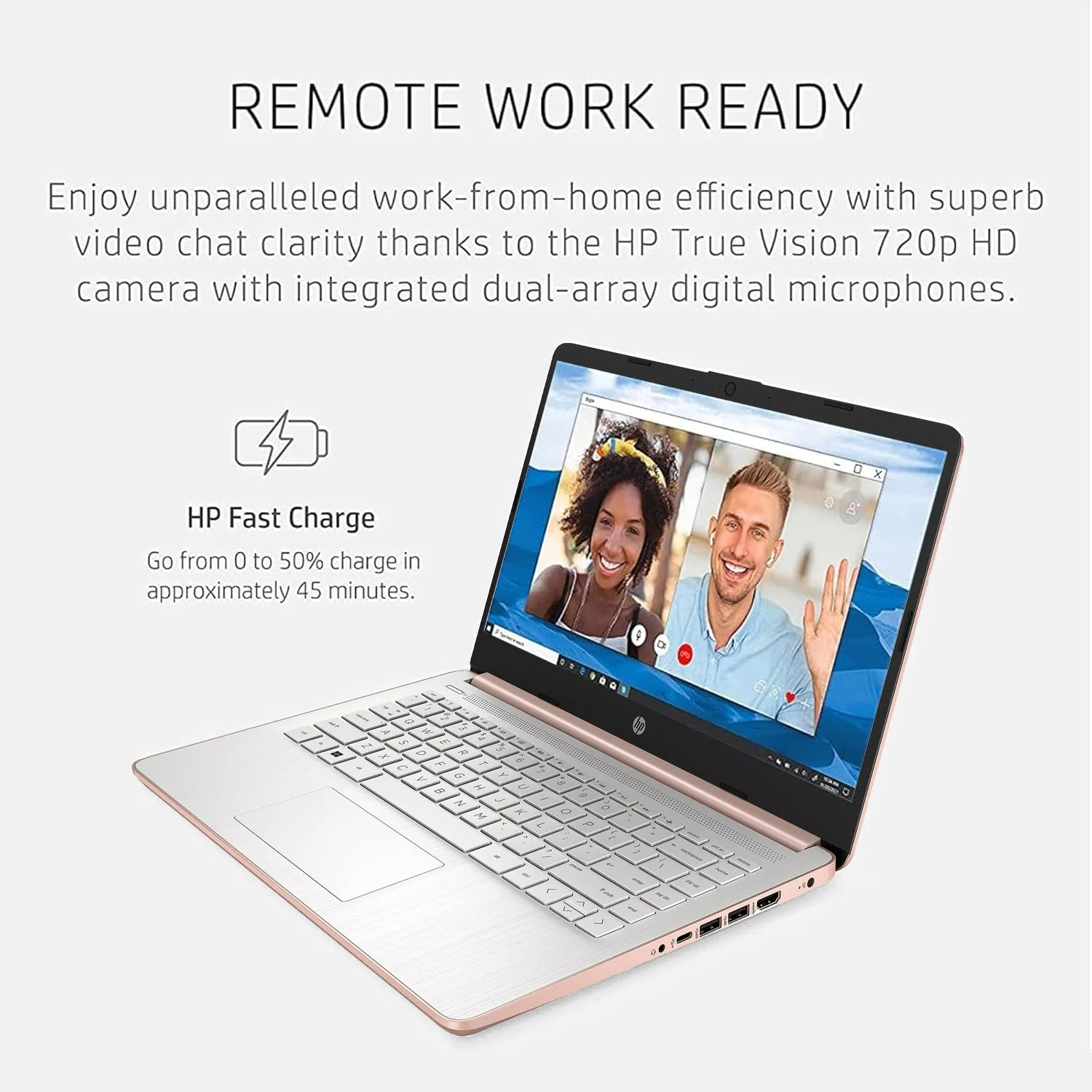 HP Newest 14″ Business Laptop,Intel Celeron N4120,16GB RAM,384GB Storage(128GB eMMC+256GB Micro SD),1Year Office 365,Rose Gold HP Newest 14