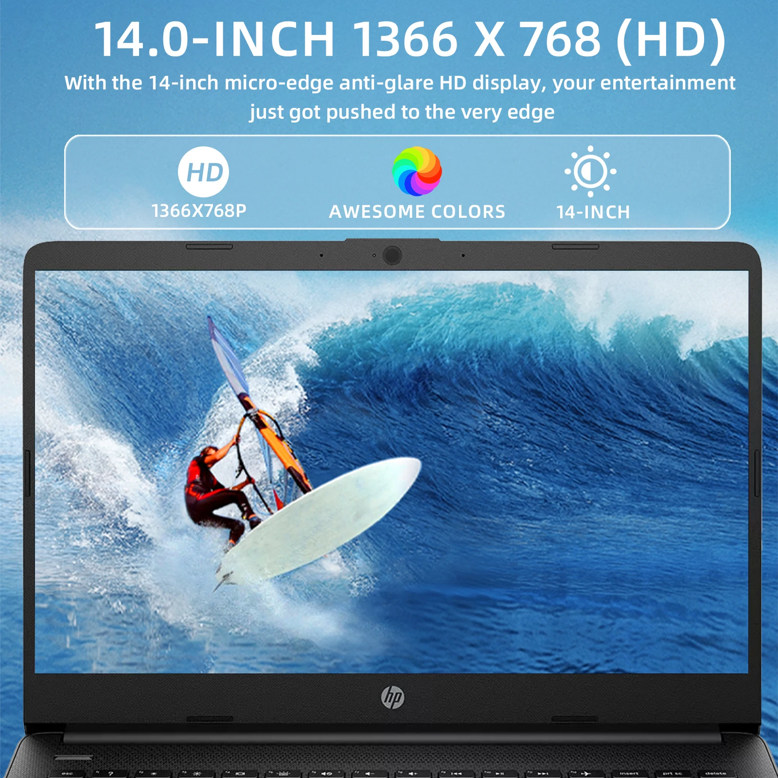 HP 14″ Business Laptop,Intel Celeron N4120,16GB RAM,384GB Storage(128GB eMMC+256GB SD Card),1 Year Office 365 HP 14