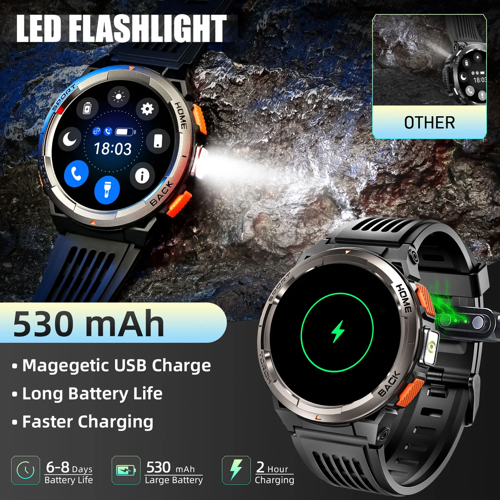 EIGIIS 1.45 Inch Smart Watch KE5 3ATM Waterproof Original Design Sports Watch With Compass And Altitude Barometer LED Flashlight EIGIIS 1.45 Inch Smart Watch KE5 3ATM Waterproof Original Design Sports Watch With Compass And Altitude Barometer LED Flashlight