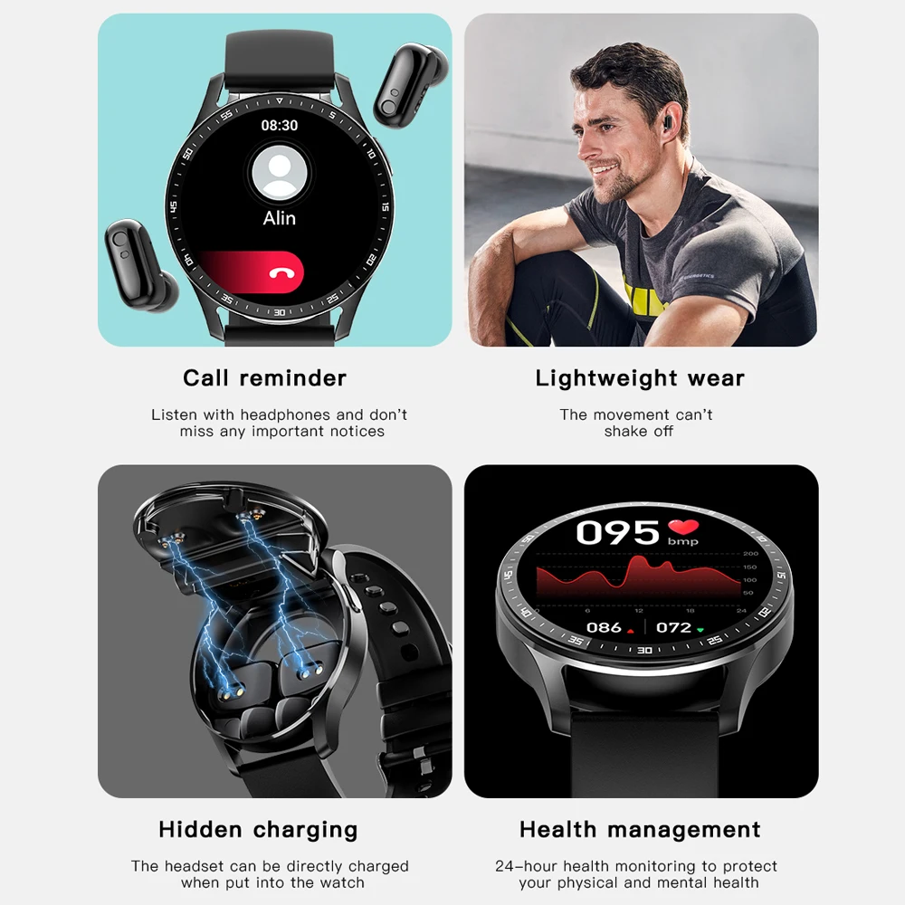 GEJIAN X10 Headset Smart Watch TWS Two In One Wireless Bluetooth Dual Headset Call Health Blood Pressure Sport Music Smartwatch GEJIAN X10 Headset Smart Watch TWS Two In One Wireless Bluetooth Dual Headset Call Health Blood Pressure Sport Music Smartwatch
