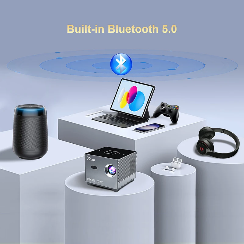 XNANO 300ANSI Projector 8K/4k WiFi 5G Voice Remote Portable Smart Movie Projector with LED Lighting BT5.0 Bulit-in More App XNANO 300ANSI Projector 8K/4k WiFi 5G Voice Remote Portable Smart Movie Projector with LED Lighting BT5.0 Bulit-in More App
