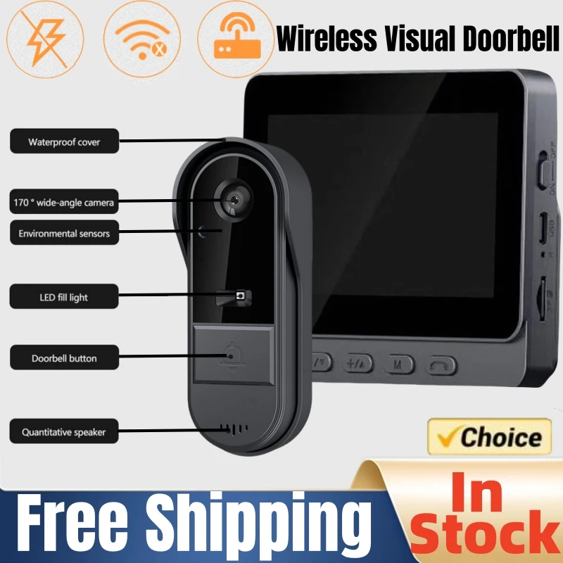 3/1PCS Screen 2.4G Wireless Visual Intercom Doorbell with Screen Smart Camera Doorbell HD Video Monitoring Two-Way Intercom 3/1PCS Screen 2.4G Wireless Visual Intercom Doorbell with Screen Smart Camera Doorbell HD Video Monitoring Two-Way Intercom