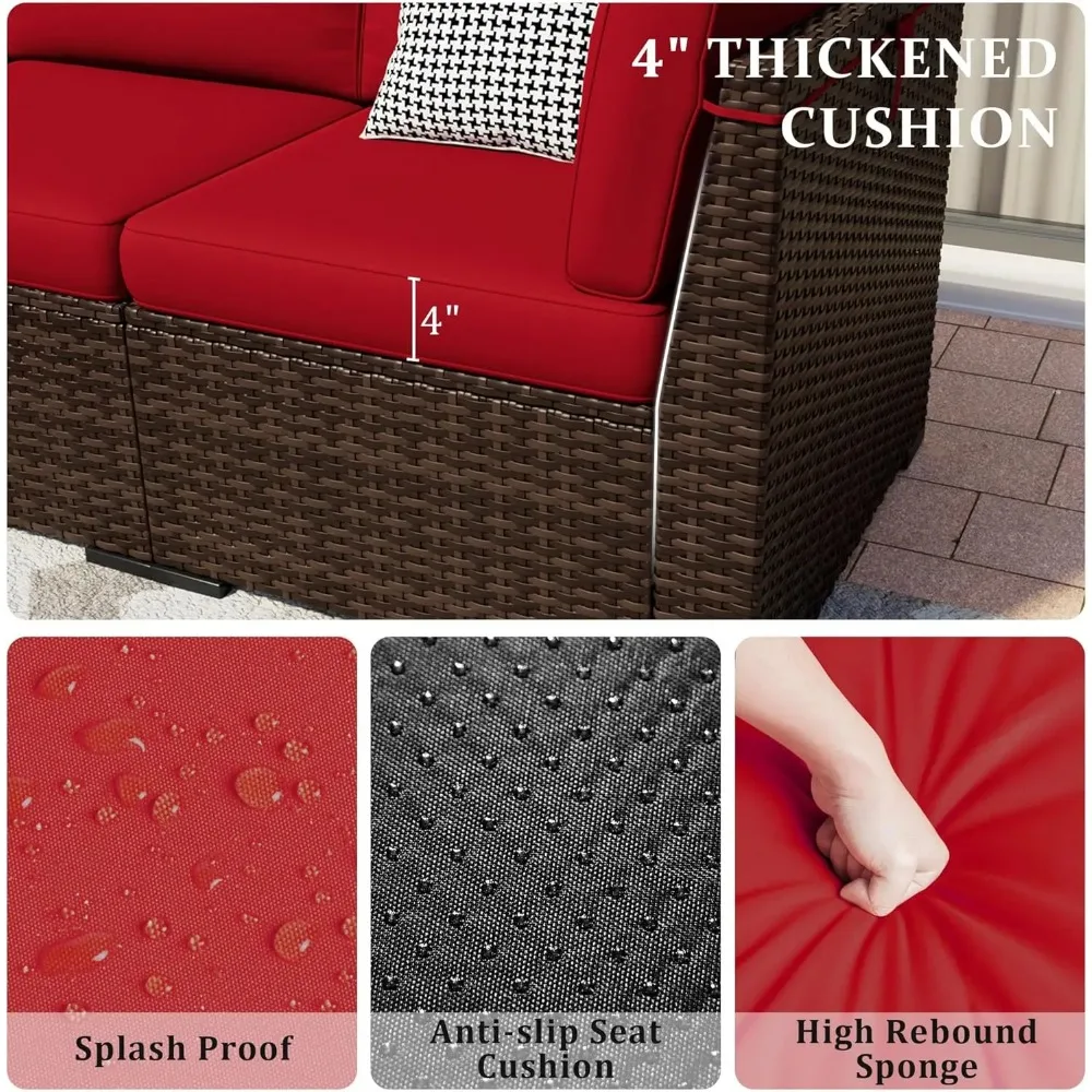 8 Pieces Outdoor Patio Furniture Set with 44″ Fire Pit Table Rattan Sectional Conversation Sets w/Gas Fire Pit 8 Pieces Outdoor Patio Furniture Set with 44