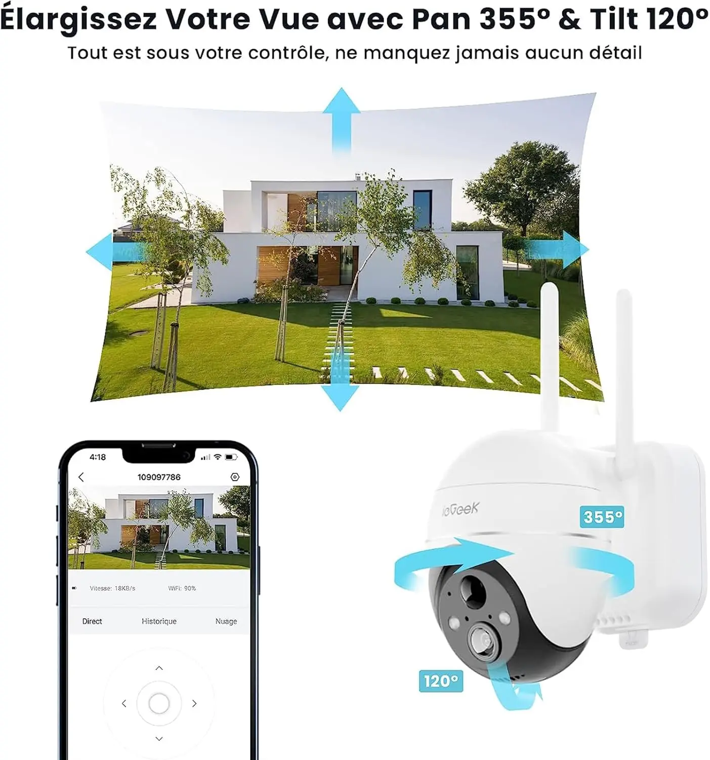 ieGeek 5MP Wireless Outdoor WiFi Surveillance Camera, Solar Camera, 360 Degree Camera, Human PIR Detection, Colour Night Vision ieGeek 5MP Wireless Outdoor WiFi Surveillance Camera, Solar Camera, 360 Degree Camera, Human PIR Detection, Colour Night Vision