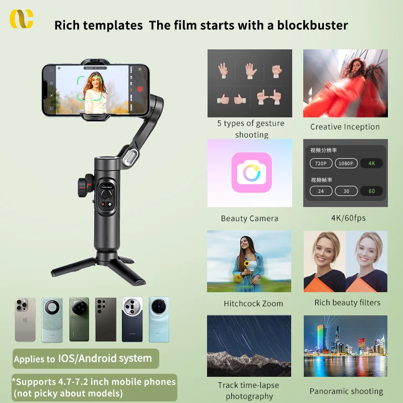 AOCHUAN Smart XE 3-Axis Handheld Gimbal Stabilizer for Smartphone iPhone Android Face Tracking Tiktok Vlog Live Streaming AOCHUAN Smart XE 3-Axis Handheld Gimbal Stabilizer for Smartphone iPhone Android Face Tracking Tiktok Vlog Live Streaming