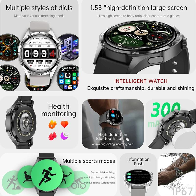 GEJIAN New Men’s Smart 5.0 Bluetooth Call Supports GPS Function NFC Watch Heart Rate Health Monitoring 1.53-inch Smart Watch GEJIAN New Men's Smart 5.0 Bluetooth Call Supports GPS Function NFC Watch Heart Rate Health Monitoring 1.53-inch Smart Watch