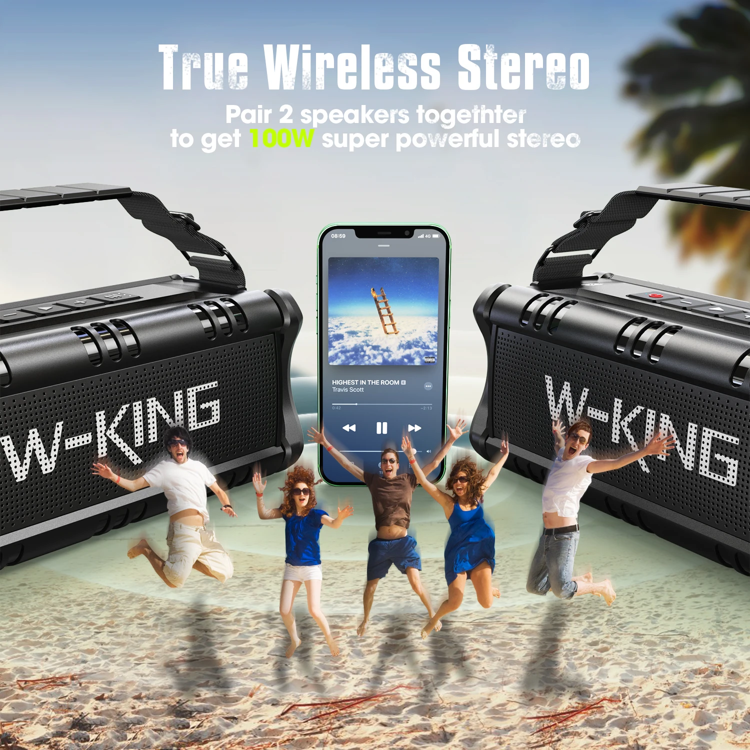 W-KING Bluetooth Speaker, 90W Peak 50W RMS IPX6 Waterproof Loud Speakers Bluetooth Wireless, Large Outdoor Portable Speaker W-KING Bluetooth Speaker, 90W Peak 50W RMS IPX6 Waterproof Loud Speakers Bluetooth Wireless, Large Outdoor Portable Speaker