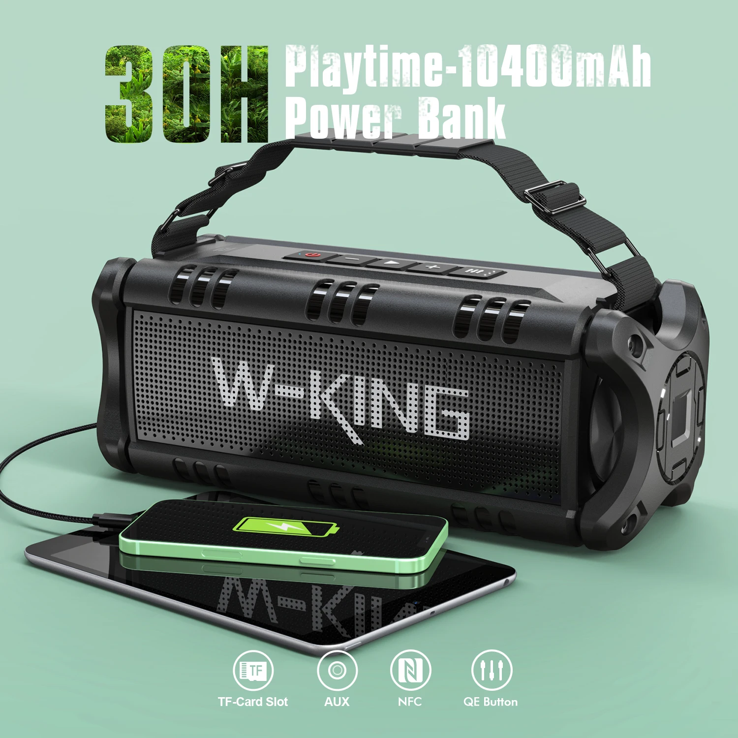 W-KING Bluetooth Speaker, 90W Peak 50W RMS IPX6 Waterproof Loud Speakers Bluetooth Wireless, Large Outdoor Portable Speaker W-KING Bluetooth Speaker, 90W Peak 50W RMS IPX6 Waterproof Loud Speakers Bluetooth Wireless, Large Outdoor Portable Speaker