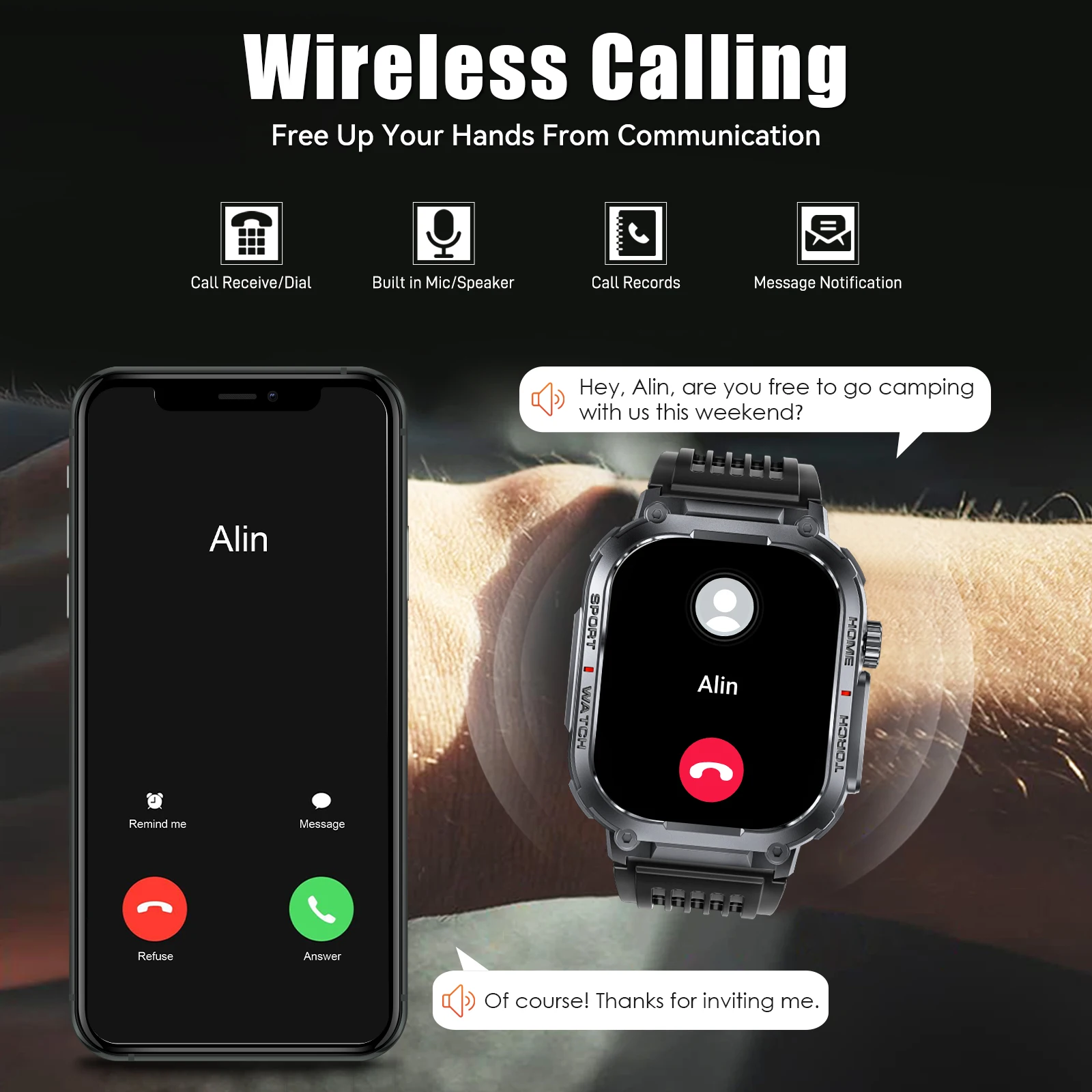 EIGIIS 2024New Smart Watch Men 3ATM Waterproof 2.02″S320B With Compass And LED Flashlight Sports And Fitness Tracking Heart Rate EIGIIS 2024New Smart Watch Men 3ATM Waterproof 2.02