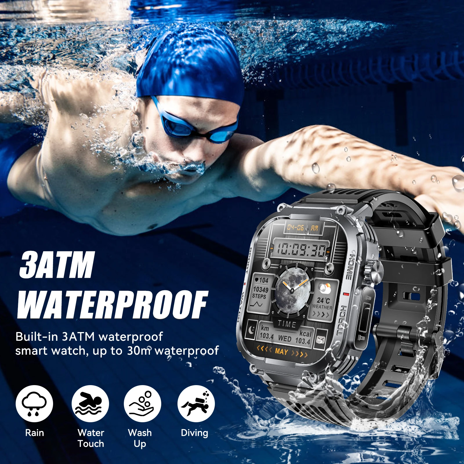 EIGIIS 2024New Smart Watch Men 3ATM Waterproof 2.02″S320B With Compass And LED Flashlight Sports And Fitness Tracking Heart Rate EIGIIS 2024New Smart Watch Men 3ATM Waterproof 2.02