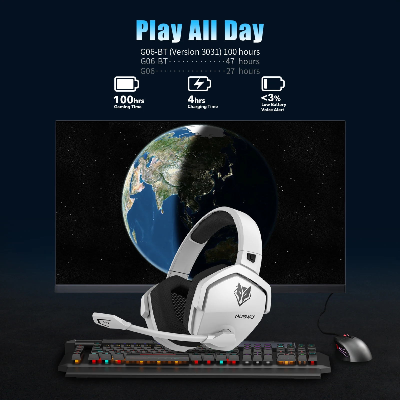 NUBWO G06 2.4G Dual Wireless Gaming Headset 5ms Low Latency 7.1 Surround ENC Mic For PC PS4 PS5 Gaming Bluetooth Headphones NUBWO G06 2.4G Dual Wireless Gaming Headset 5ms Low Latency 7.1 Surround ENC Mic For PC PS4 PS5 Gaming Bluetooth Headphones