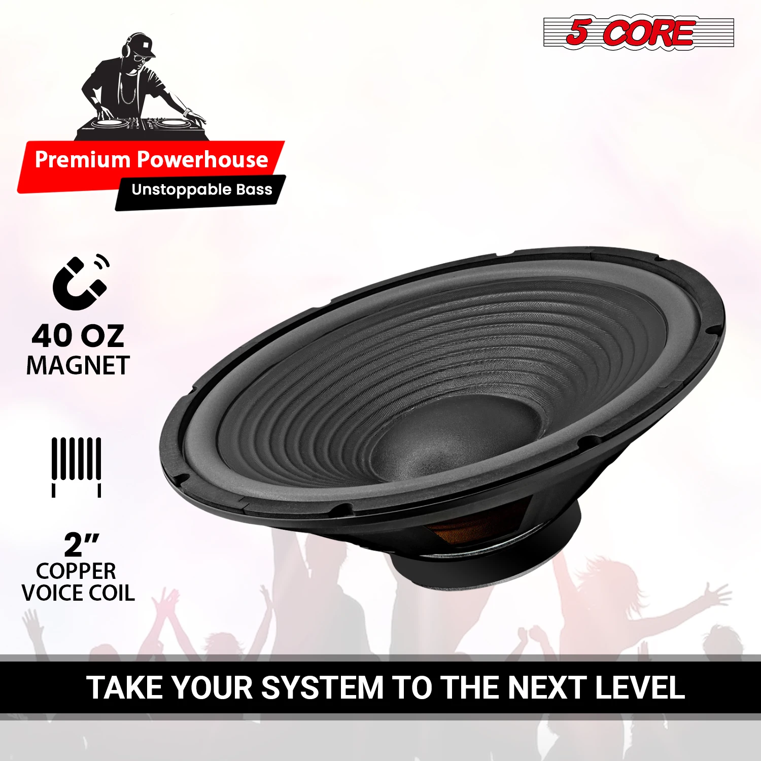 5 Core 15″ Subwoofer Speaker 450W MAX PA DJ Replacement Audio Sub Woofer 8Ohm Bass Driver 5 Core 15