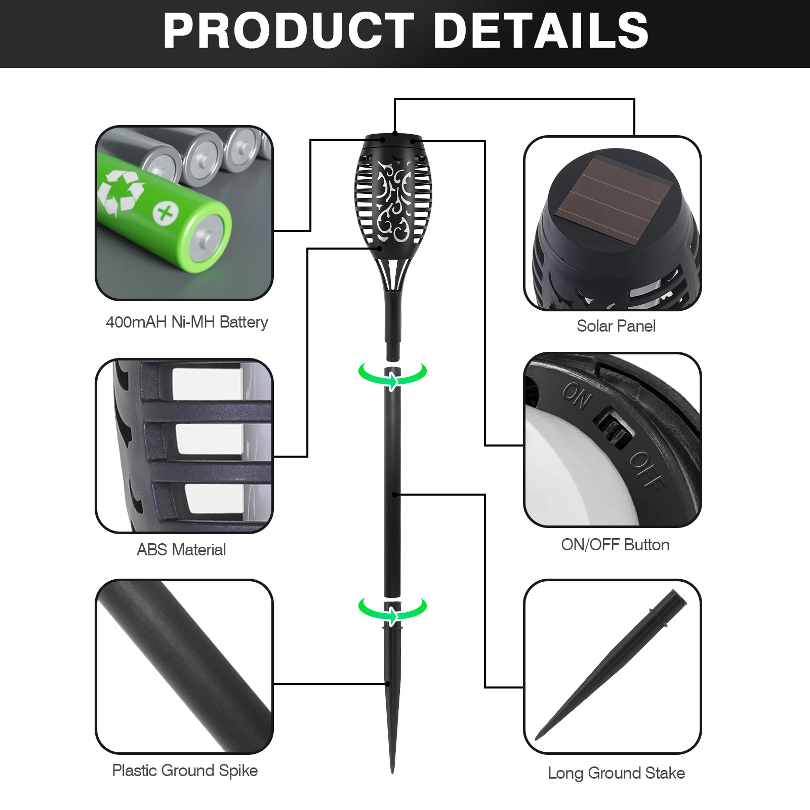 Green Solar Flame Light Outdoor with Flickering Flame Waterproof Lawn Ground Inserted Landscape for Garden Decorations Yard Pati Green Solar Flame Light Outdoor with Flickering Flame Waterproof Lawn Ground Inserted Landscape for Garden Decorations Yard Pati