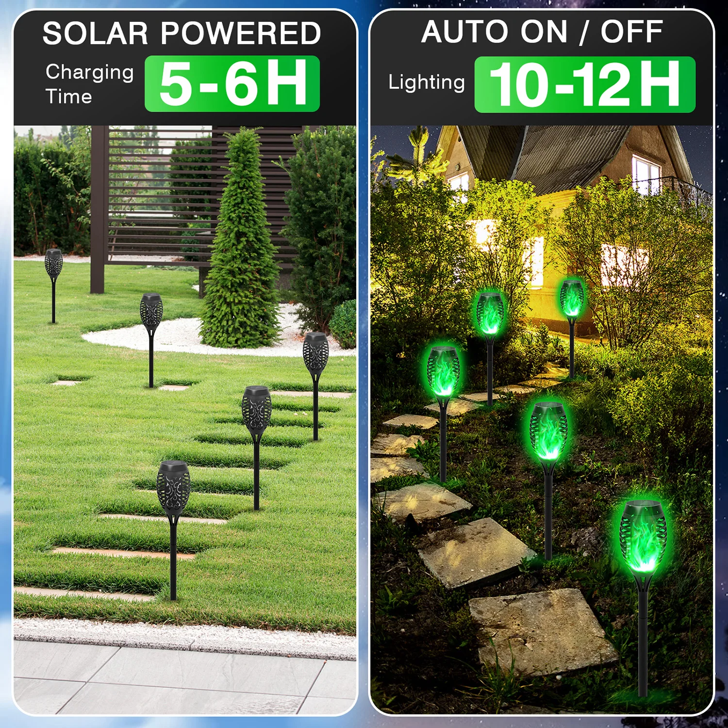 Green Solar Flame Light Outdoor with Flickering Flame Waterproof Lawn Ground Inserted Landscape for Garden Decorations Yard Pati Green Solar Flame Light Outdoor with Flickering Flame Waterproof Lawn Ground Inserted Landscape for Garden Decorations Yard Pati