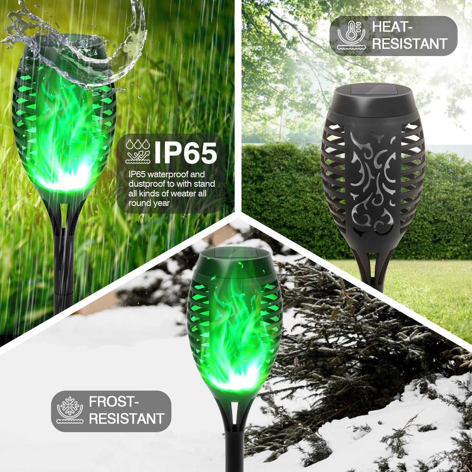 Green Solar Flame Light Outdoor with Flickering Flame Waterproof Lawn Ground Inserted Landscape for Garden Decorations Yard Pati Green Solar Flame Light Outdoor with Flickering Flame Waterproof Lawn Ground Inserted Landscape for Garden Decorations Yard Pati