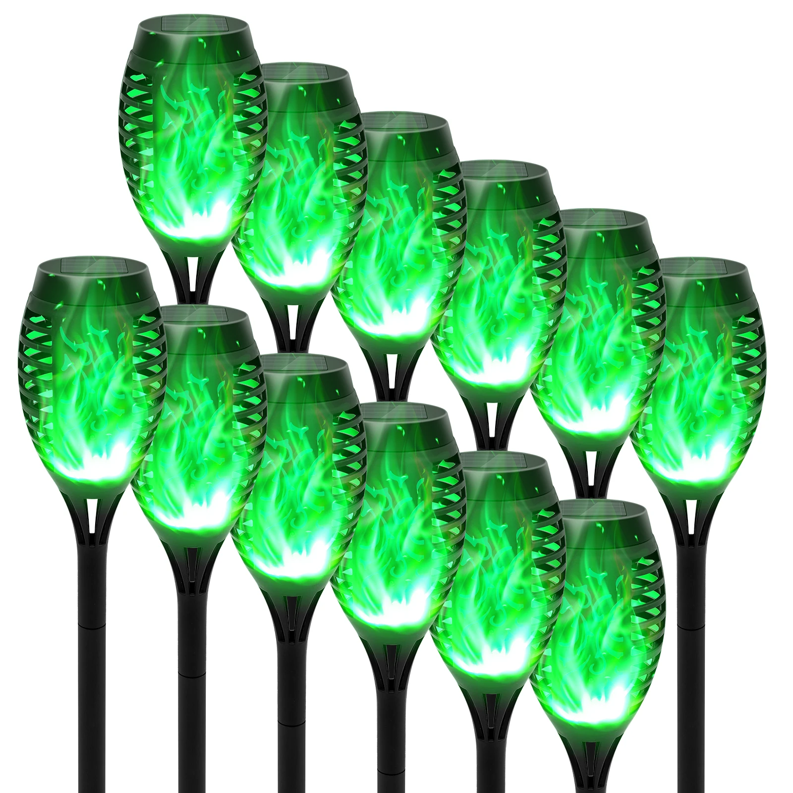 Green Solar Flame Light Outdoor with Flickering Flame Waterproof Lawn Ground Inserted Landscape for Garden Decorations Yard Pati Green Solar Flame Light Outdoor with Flickering Flame Waterproof Lawn Ground Inserted Landscape for Garden Decorations Yard Pati