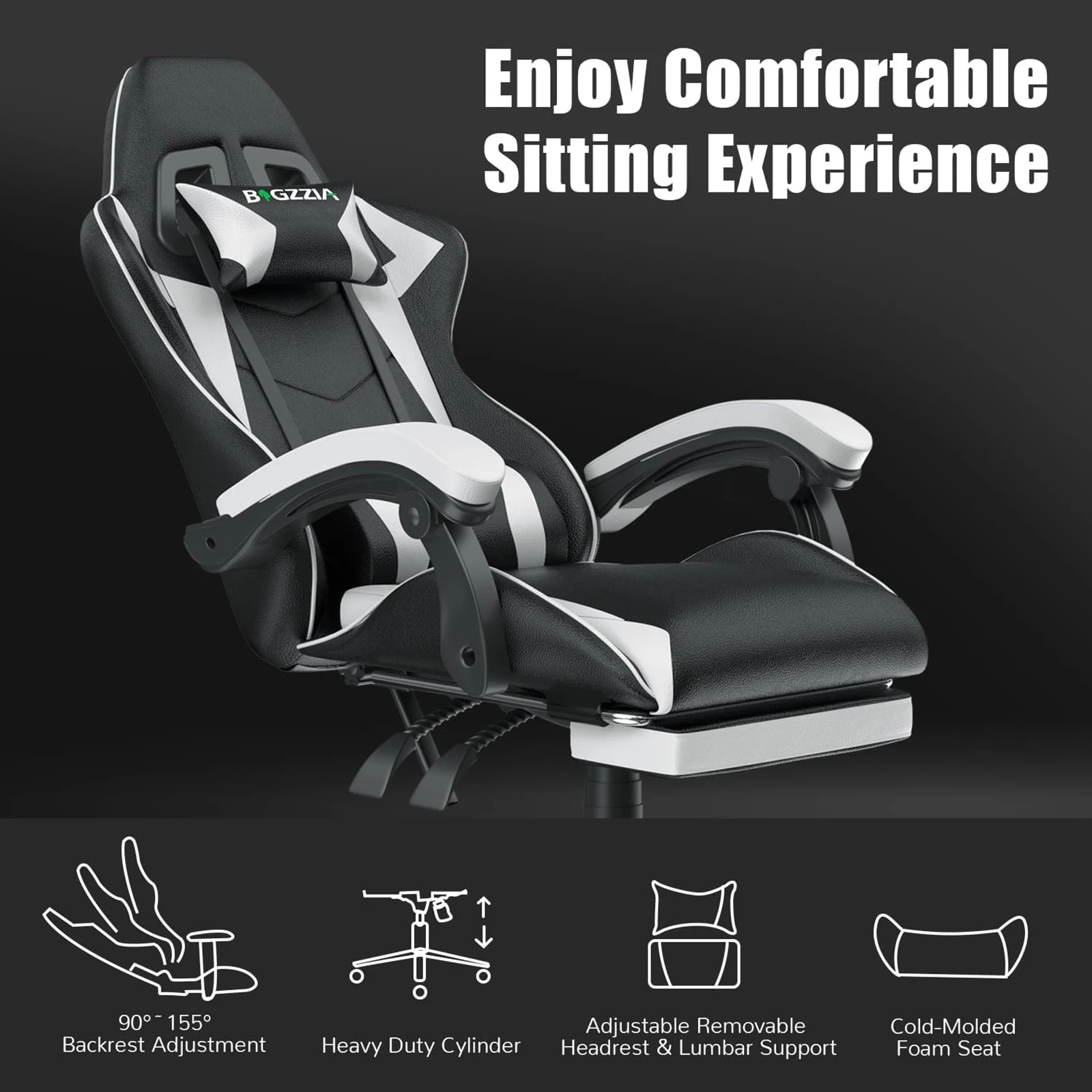 Gaming Chair with Footrest Gamer Chairs Ergonomic with Lumbar Cushion Headrest Gaming Chair Height Adjustable Computer Chair Gaming Chair with Footrest Gamer Chairs Ergonomic with Lumbar Cushion Headrest Gaming Chair Height Adjustable Computer Chair