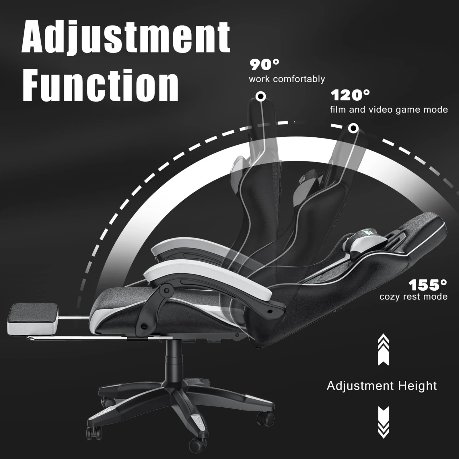 Gaming Chair with Footrest Gamer Chairs Ergonomic with Lumbar Cushion Headrest Gaming Chair Height Adjustable Computer Chair Gaming Chair with Footrest Gamer Chairs Ergonomic with Lumbar Cushion Headrest Gaming Chair Height Adjustable Computer Chair