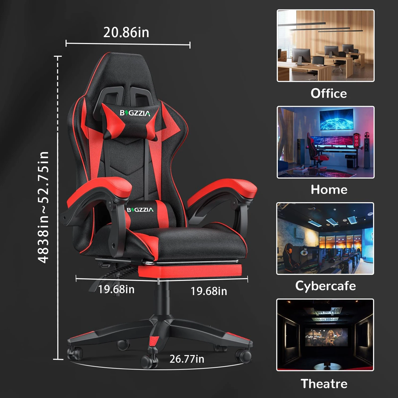 Gaming Chair with Footrest Gamer Chairs Ergonomic with Lumbar Cushion Headrest Gaming Chair Height Adjustable Computer Chair Gaming Chair with Footrest Gamer Chairs Ergonomic with Lumbar Cushion Headrest Gaming Chair Height Adjustable Computer Chair